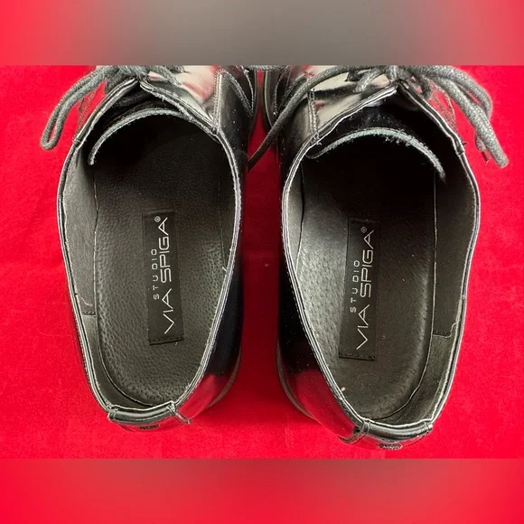 VIA SPIGA Men's Laconi Tuxedo Dress Shoe Black Patent Leather, Sz 11